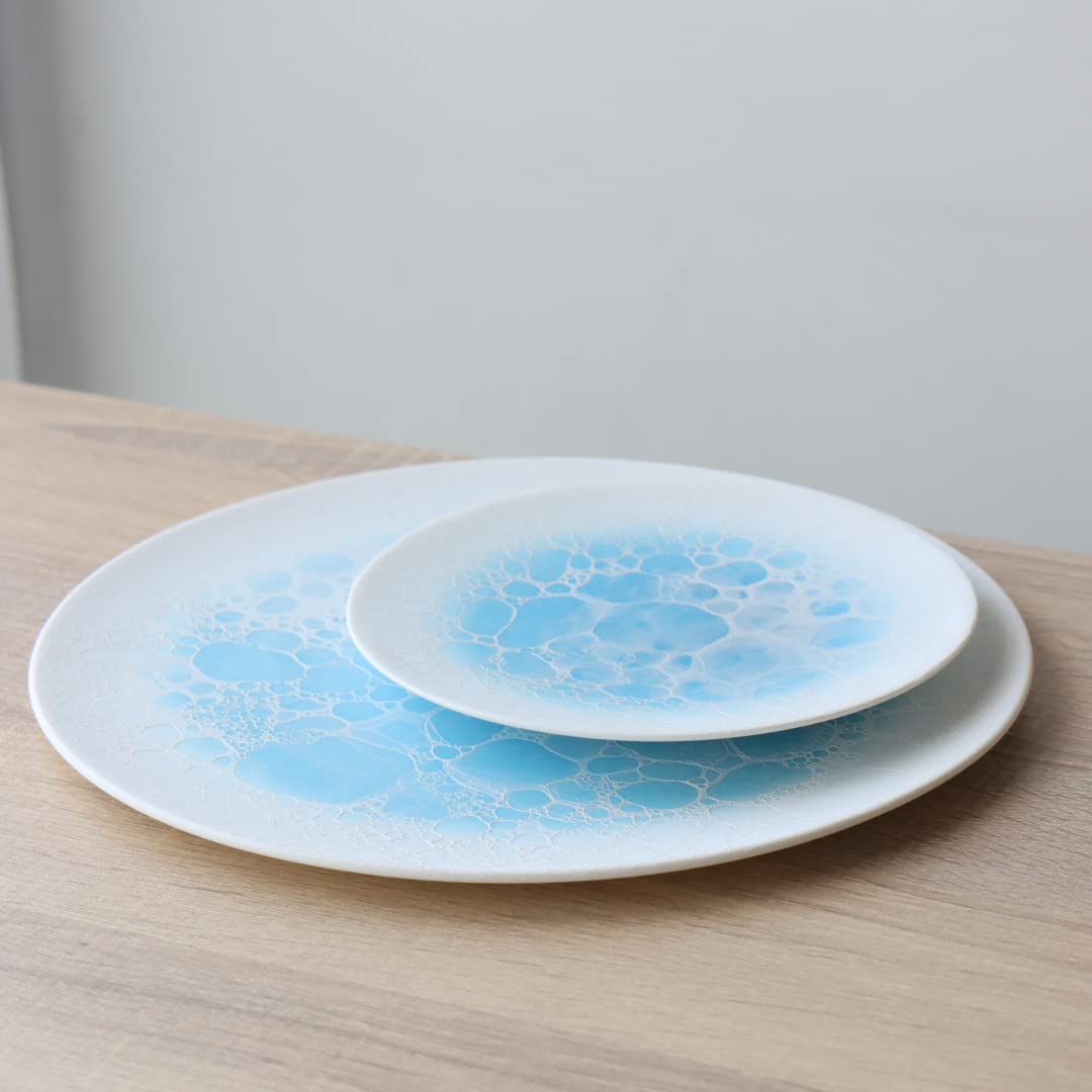 Amazon.co.jp: 有田焼 泡 シリーズ 16.5cm round plate プレート blue